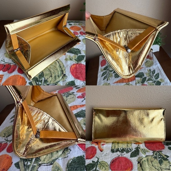 Vintage gold foil snap closure clasp handbag